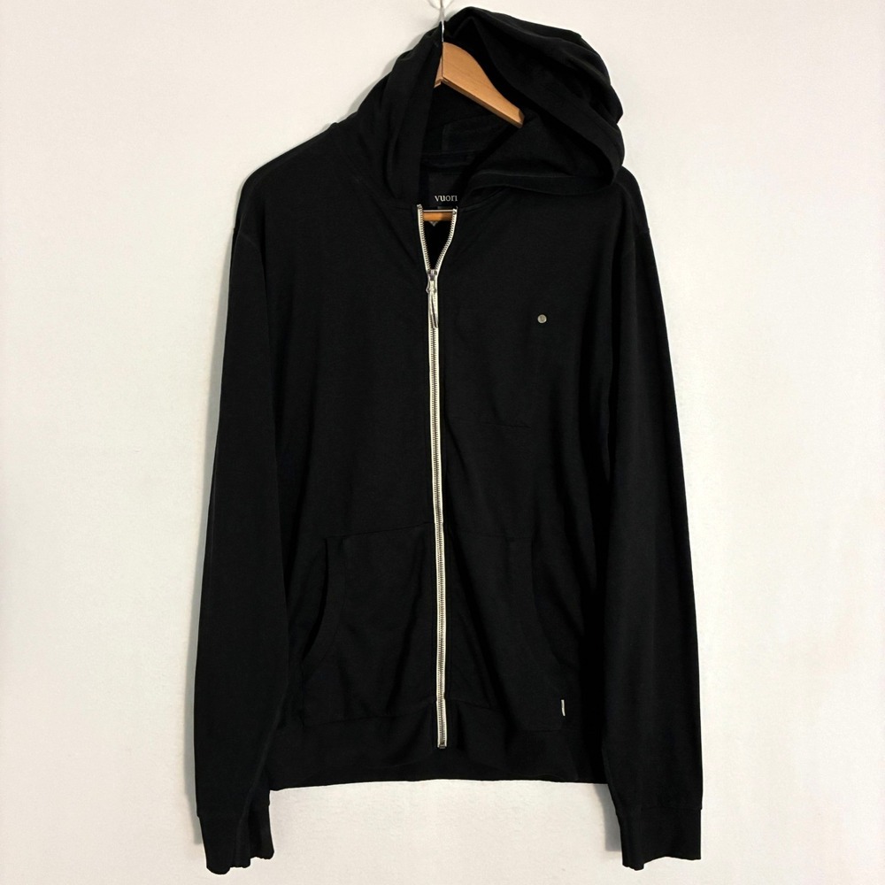 Vuori Coronado Hoodie Men's Large Black Full Zip Activewear Preppy Athleisure